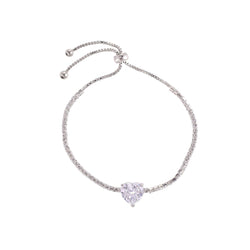 loveRocks CZ Heart and Crystal Friendship Bracelet Adjustable Slider 