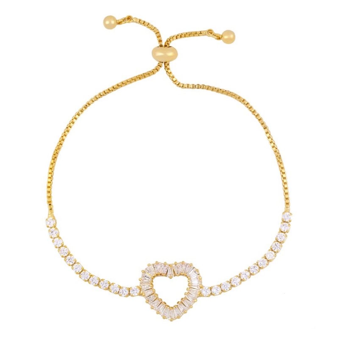 loveRocks Baguette Open Heart Slider Bracelet