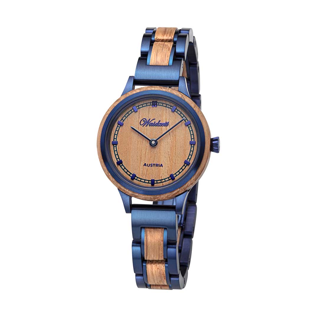 Waidzeit Petite Bleu lady watch with wooden strap