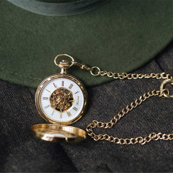 Waidzeit Franz Rudolf Skeleton pocket watch gold
