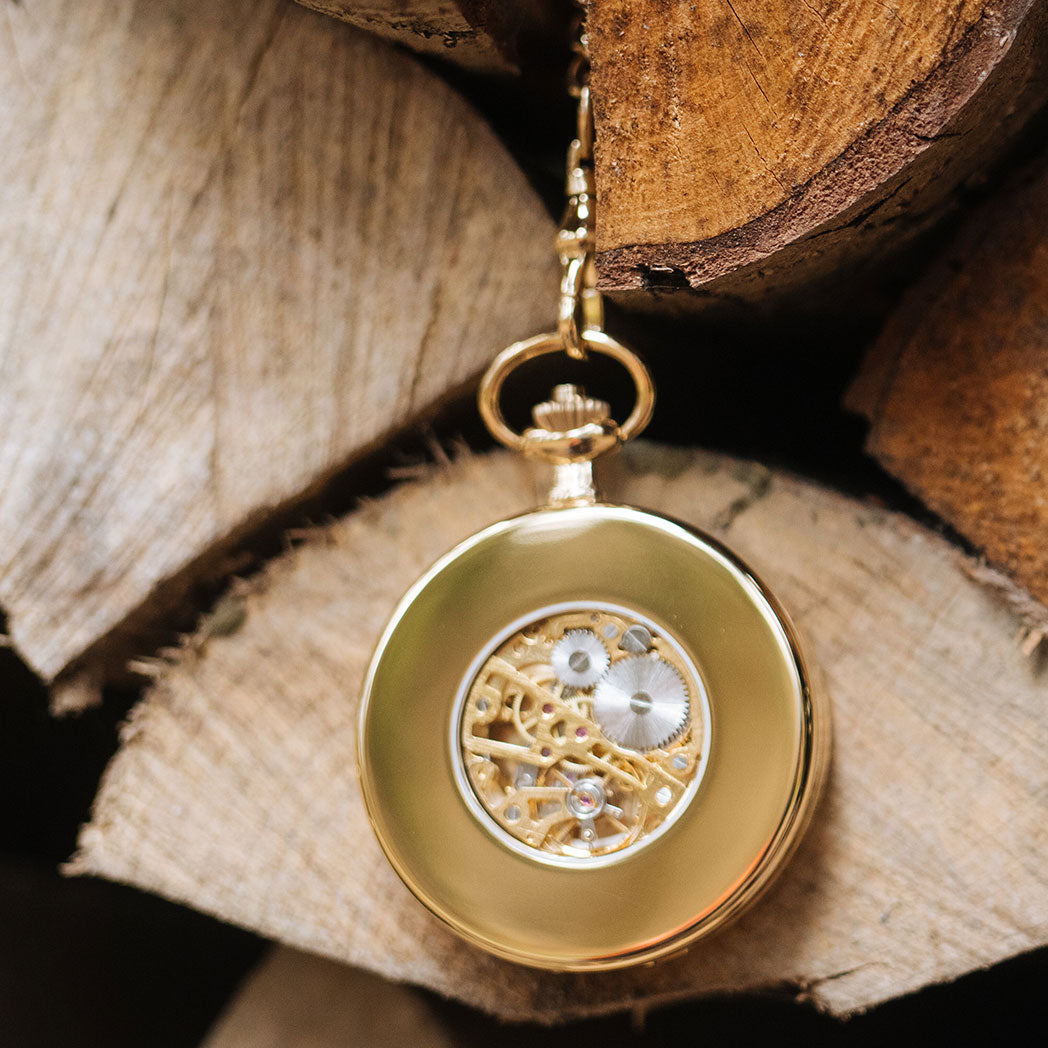 Waidzeit Franz Rudolf Skeleton pocket watch gold