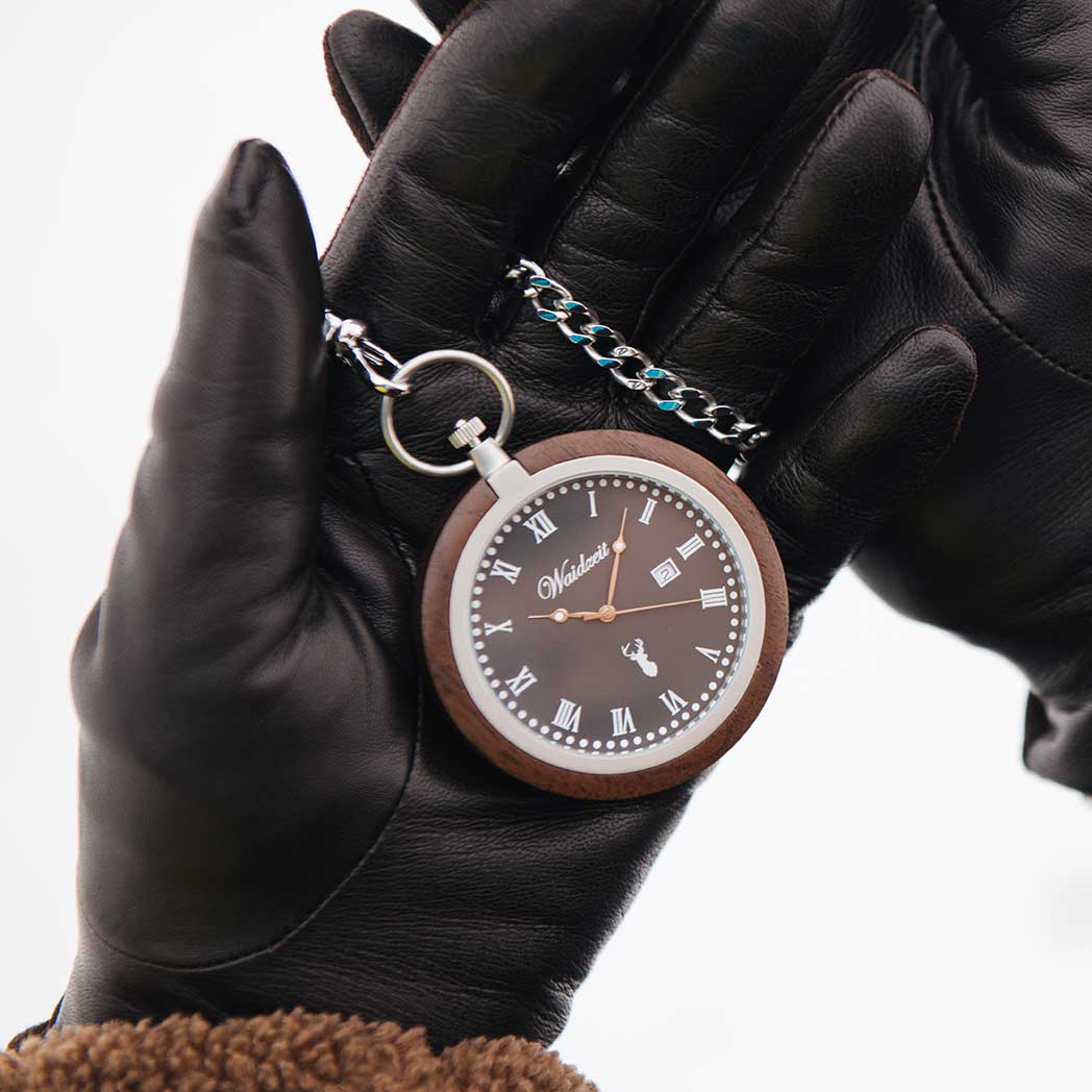 Waidzeit Walnut Antique Pocket Watch