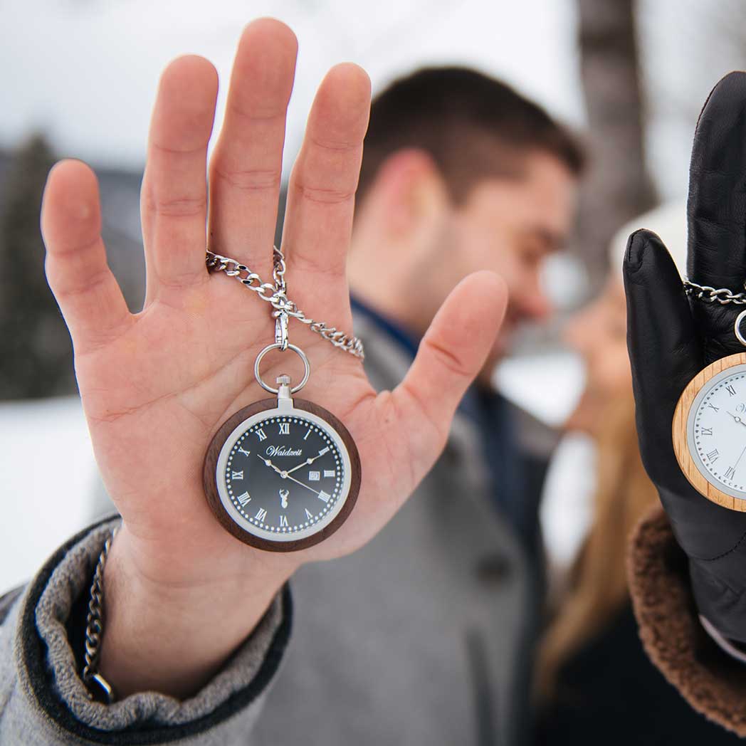 Waidzeit Walnut Antique Pocket Watch