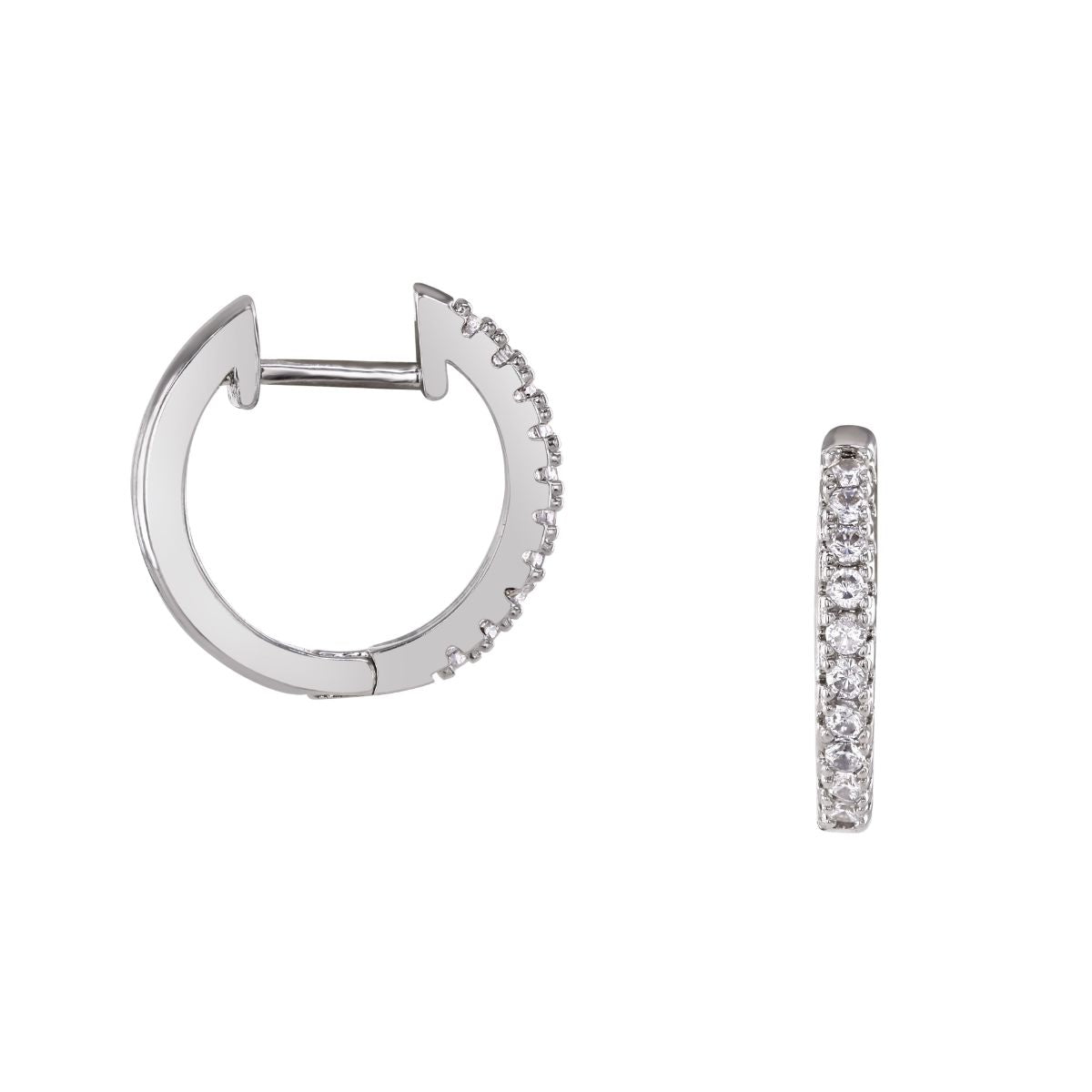 loveRocks Huggie Hoop Earring Set with CZ Stones Silver