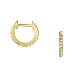 loveRocks Mini Huggie Hoop Earring Set with CZ Stones Gold