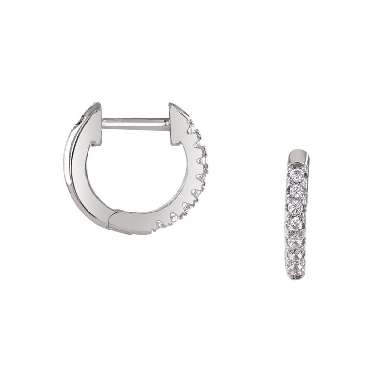 loveRocks Mini Huggie Hoop Earring Set with CZ Stones Silver