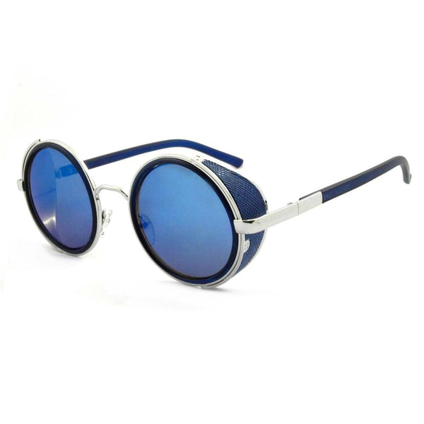 East Village 'Freeman' Round Sunglasses With Side Shield In Blue 
