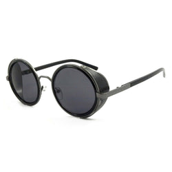 East Village 'Freeman' Round Sunglasses With Side Shield In Black 