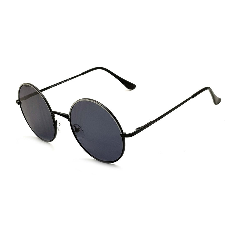 East Village 'Journeyman' Metal Round Sunglasses Black & White With Smoke Lens 