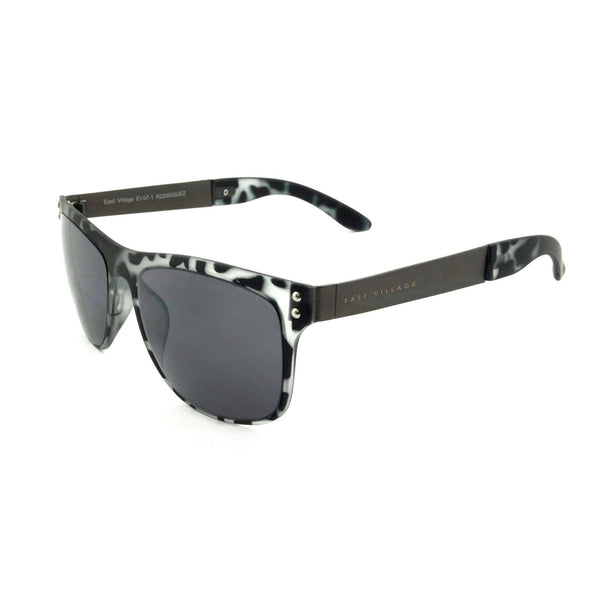 East Village Metal 'Rodriguez' Wayfarer Shape Sunglasses With Black And White Print Frame And Tips 