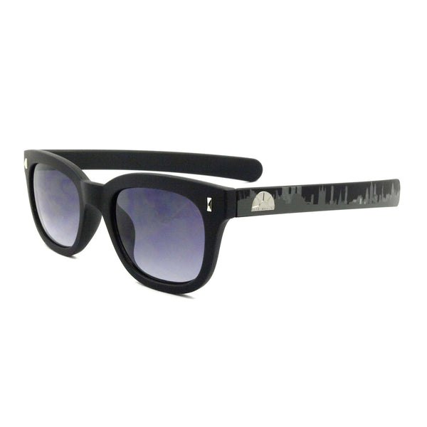 East Village Plastic 'Pacino' Sunglasses In Black With London Skyline Printed On Temples 