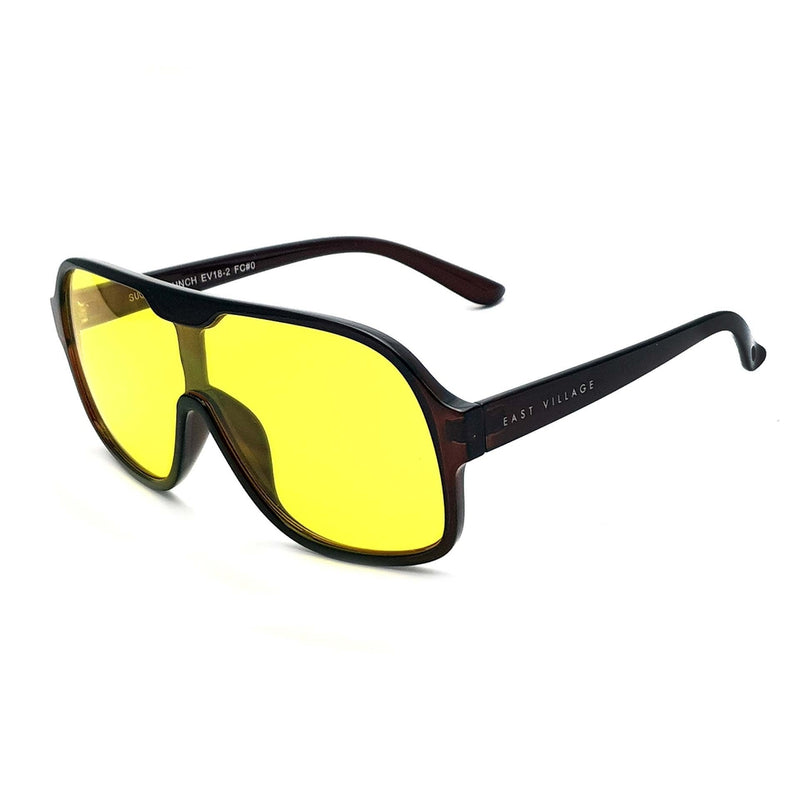 East Village 'Suckerpunch' Sunglasses Crystal Brown With Yellow Lens 