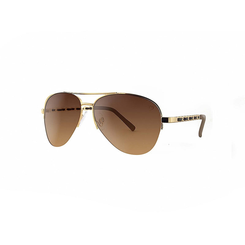 Ruby Rocks Metal 'New York' Aviator Sunglasses With Fabric Braid Detail Temple in Gold 