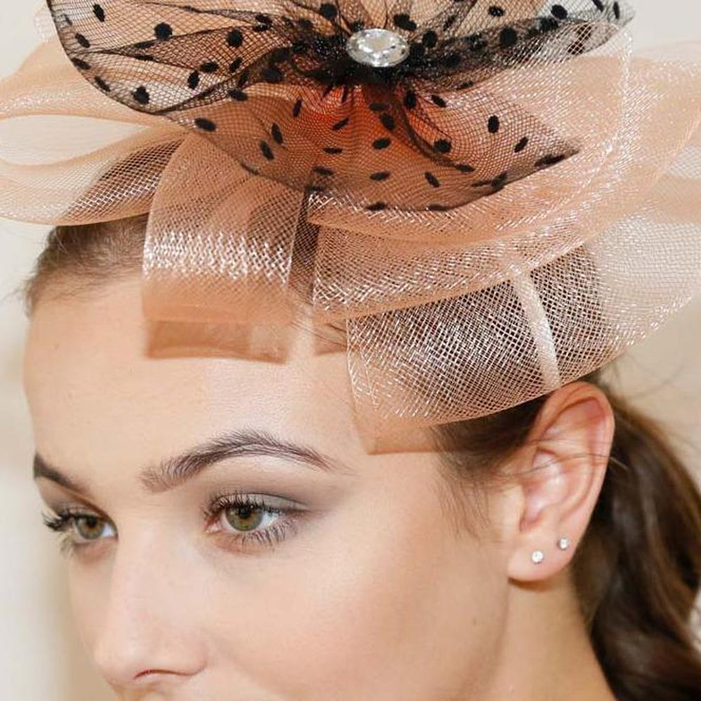 Ruby Rocks Pedra Fascinator - Peach 