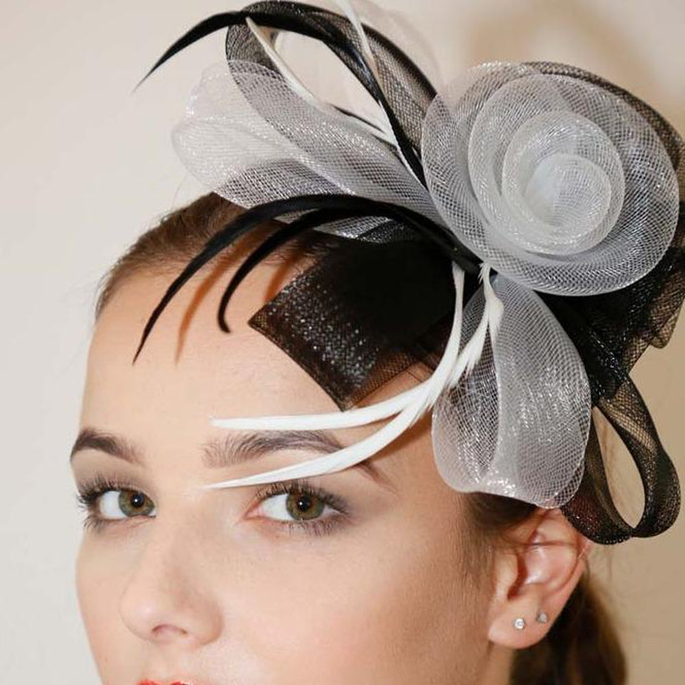 Ruby Rocks Sancha Fascinator - Black/White 