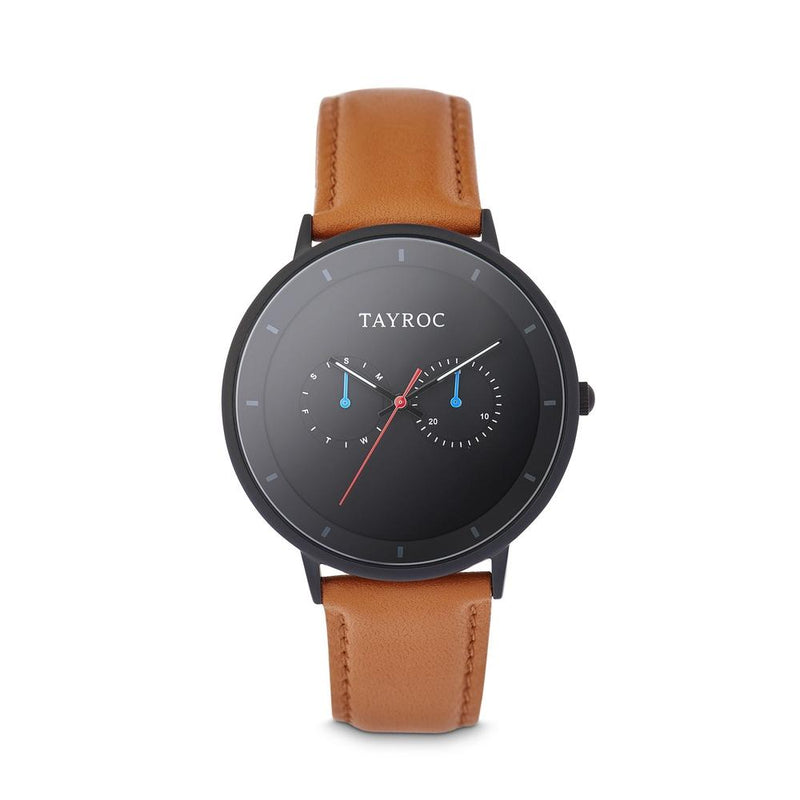 Tayroc Holte 42mm Multi Function Sports Watch BLACK/TAN 